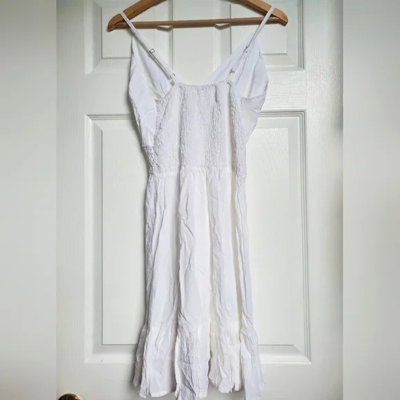 Raviya White Sleeveless Flutter-Hem Cover-up Beach Dress Size M - Picture 5 of 9